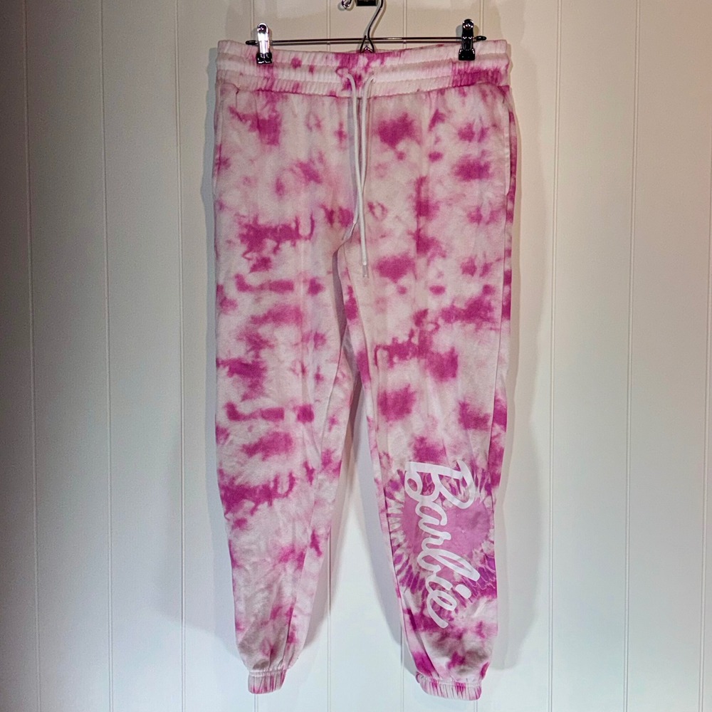 Barbie Pink Tie Dye Joggers Sweatpants Logo Graphic Womens Large
